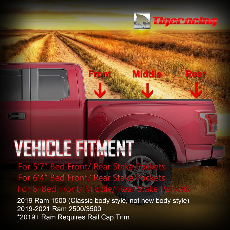 Tigeracing Tie Down Anchors Retractable Truck Bed Top Side D Ring Compatible with 2019 Ram 1500, ONLY Classic Model, NOT New / 2019-2021 Ram 2500 3500 All Metal - 3000 LBS Capacity of 4 - Image 2